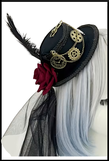 Steampunk Mini Clip-On Hat, Goth, Halloween, Fancy Dress Costume Accessory, Shop online or instore at Singapore Charlie Cairns Australia.