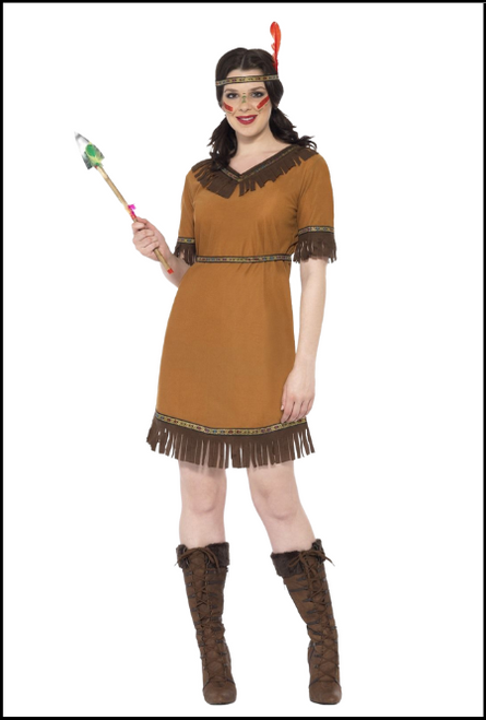 Native American Inspired Maiden Fancy Dress Costume for Women