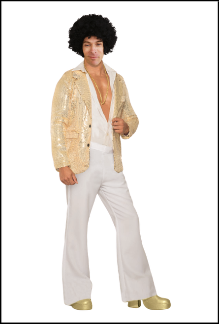 Flared Trousers White 70's Costume Pants, Groovy Disco, Fancy Dress, Shop online or instore at Singapore Charlie Cairns Australia.