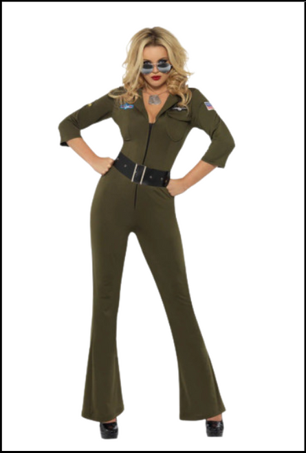 Womens Top Gun Aviator Jumpsuit, Fancy Dress. 
 Shop online or instore at Singapore Charlie Cairns Australia.