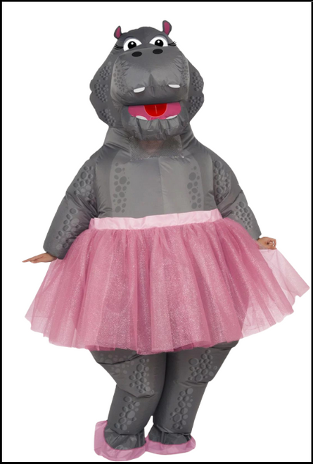 Adult Inflatable Hippo Costume.

Includes: Inflatable Jumpsuit with Tutu and battery operated fan pack, which takes 4x AA batteries (batteries not included).

One Size fits most.

Shop online or instore at Singapore Charlie's Cairns Australia.