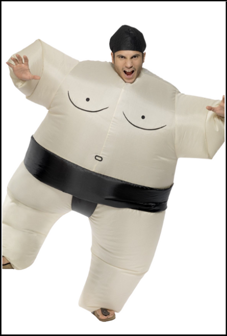 Adult Inflatable Sumo Wrestler Costume.

Includes: Jumpsuit with battery operated fan pack which takes 4x AA batteries (batteries not included) and headpiece. Shop online or instore at Singapore Charlie's Cairns Australia.