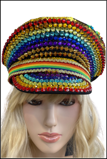 Add some class and sparkle to your Festival outfit with this fabulous hat Burning Man inspired hat. The hat has a rainbow sequin top with multicoloured faux gems to add even more rainbow colours, perfect for shows, carnivals, concerts, gigs, festivals, or raves. Shop online or instore at Singapore Charlie's Cairns Australia.