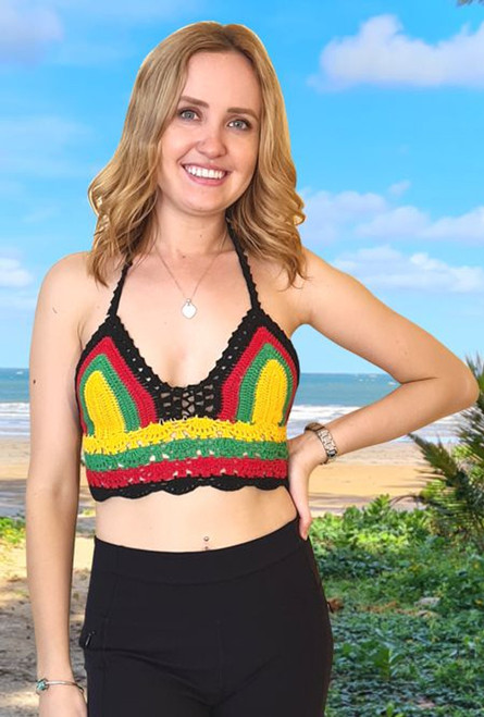 Freedom reggae crochet festival top. Shop online or instore at Singapore Charlie's Cairns Australia.