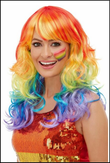 Rainbow Pride fancy dress festival wig