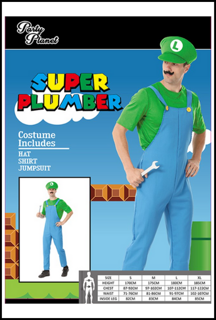 Green Plumber Man Mario Bros Inspired Costume