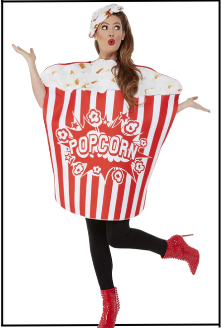 Adults Movie Night Popcorn Costume, Food, Fancy Dress, Unisex, Shop online or instore at Singapore Charlie Costume Shop in Cairns Australia