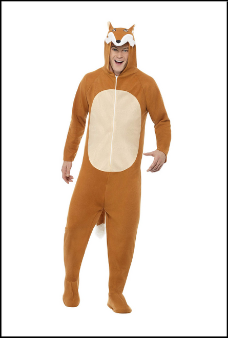 Adults Fox Costume Animal Onesie with Hood for Fancy Dress Party