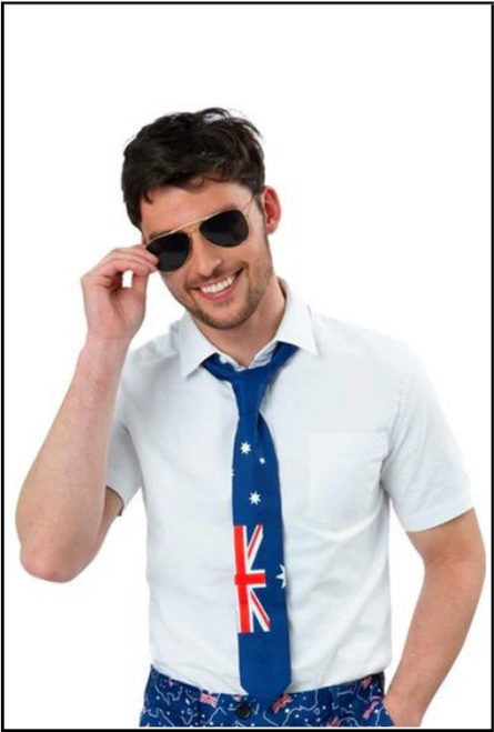Australian Flag Tie Blue, Aussie Day Dress Up Party, Shop online or instore at Singapore Charlie Cairns Australia.