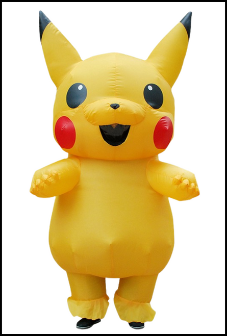 This inflatable Pikachu costume includes with a battery operated fan pack which takes 4x AA batteries (batteries not included), one size fits most. Shop online or instore at Singapore Charlie Cairns Australia.