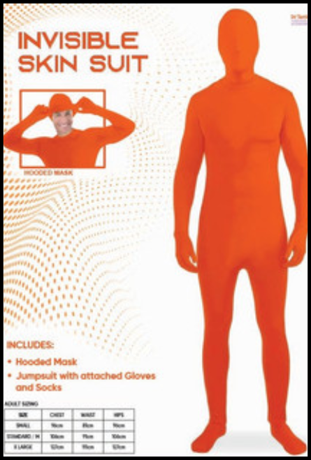 Orange Lycra Second Skin Bodysuit, Fancy Dress, Sports Day, Shop online or instore at Singapore Charlie Cairns Australia.