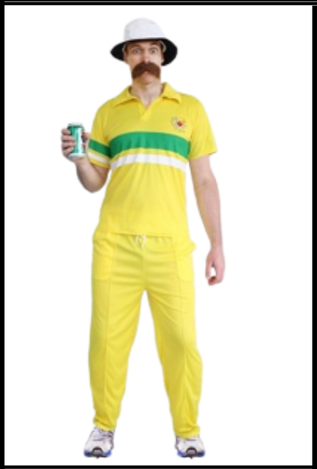 Adult's 80'S Cricketer Costume, Sportsman, Aussie, Fancy Dress.
 Shop online or instore at Singapore Charlie Cairns Australia.