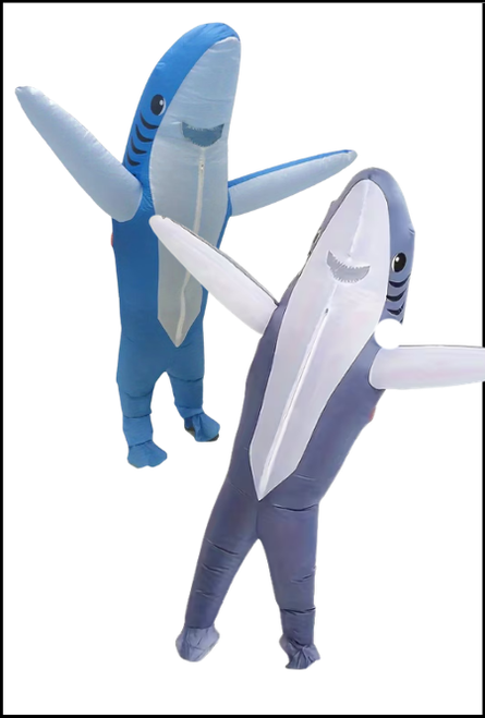 Grey and Blue inflatable shark costume shop online or instore at Singapore Charlie costume shop