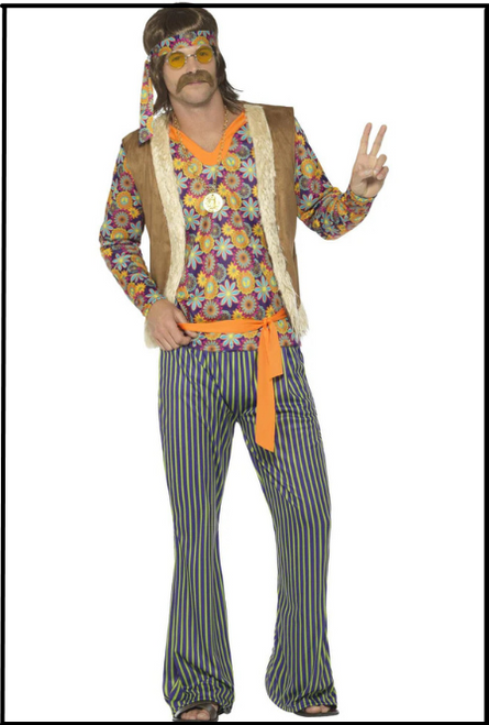 60s Hippie Singer Costume Men, Disco Fever, Hippie, 70's, Fancy Dress, Flares,
 Shop online or instore at Singapore Charlie Cairns Australia.