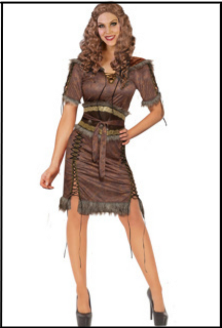 Viking Maiden Costume, Brown medieval Dress, Barbarian, Sexy, Women's, Fancy Dress, Shop online or instore at Singapore Charlie Cairns Australia.