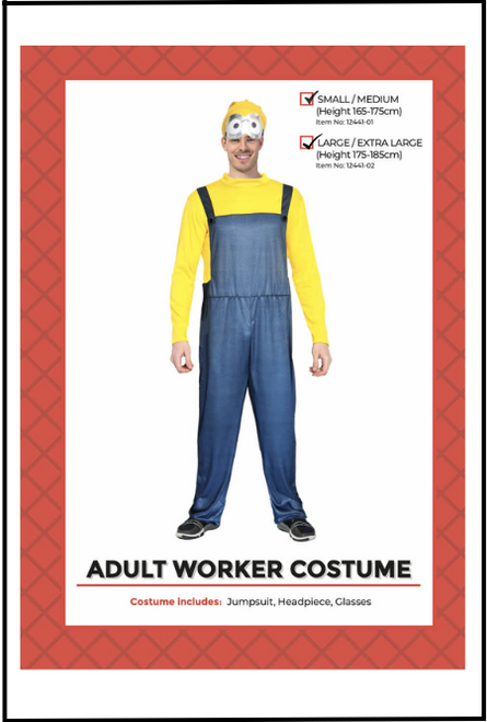 Minion Onesie Costume, Adult Fancy Dress, Book Week, Despicable Me, Movie Character, Animation, Shop online or instore at Singapore Charlie Cairns Australia.