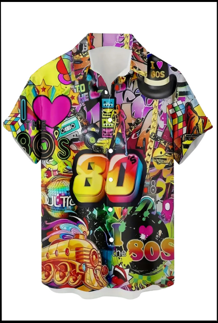 Adults 80's Shirt, Unisex, 1980s, Retro, neon, synth-pop, 
Shop online or instore at Singapore Charlie Cairns Australia.