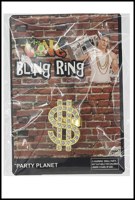 Gold Bling Rhinestone Dollar Sign Costume Ring
 Shop instore or online @ Singapore Charlie Cairns Australia
