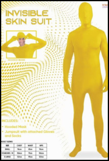 Yellow Invisible Skin Suit Adult Costume.