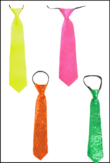 Neon sequin necktie, assorted colours