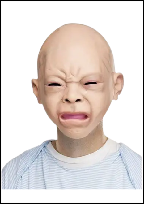 Crying baby face fancy dress costume mask Shop online or instore at Singapore Charlie Cairns Australia