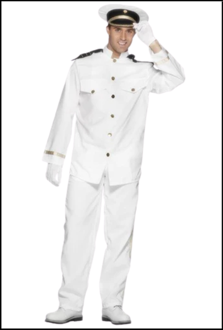 Navy Officer fancy dress party themed costume 
Shop Instore or Online at Singapore Charlie Cairns Australia
