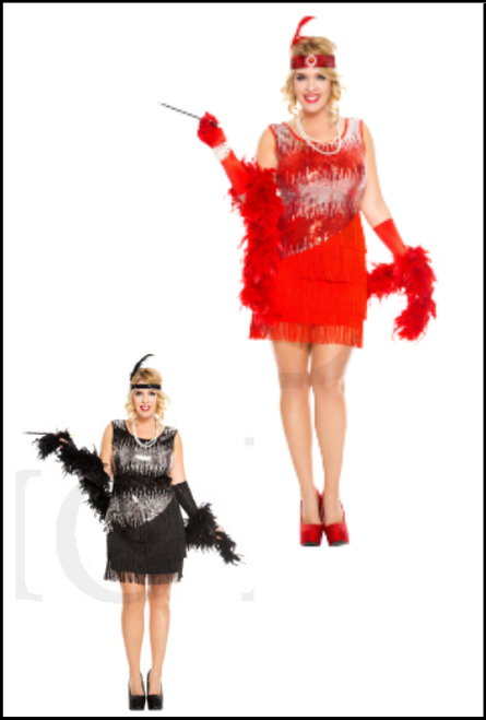 Flapper dress two-piece in black or red fringe 
Shop instore or online at Singapore Charlie Cairns Australia