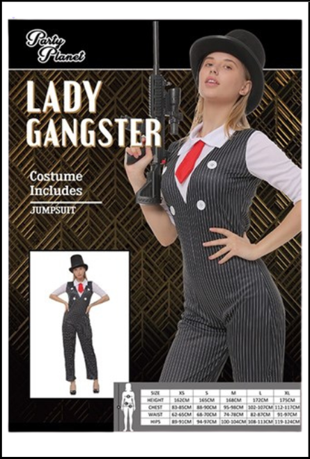 Lady Gangster Jumpsuit fancy dress themed costume
Shop instore or online at Singapore Charlie Cairns Australia