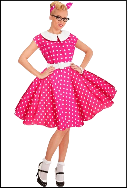 The 50s Fashion dress fancy dress themed costume 
Shop instore or online at Singapore Charlie Cairns Australia