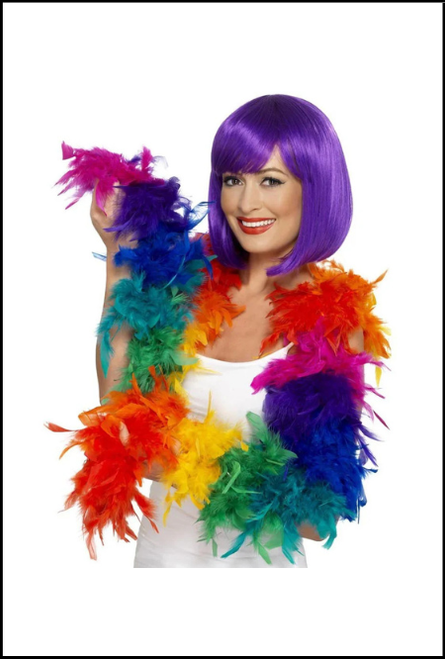Deluxe Feather Boa, rainbow, colourful, dress up accessory, Shop online or instore at Singapore Charlie Cairns Australia.