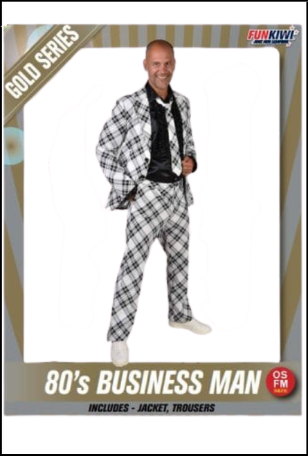 80s Business man full suit in black and white. 
Shop instore or online at Singapore Charlie Cairns Australia