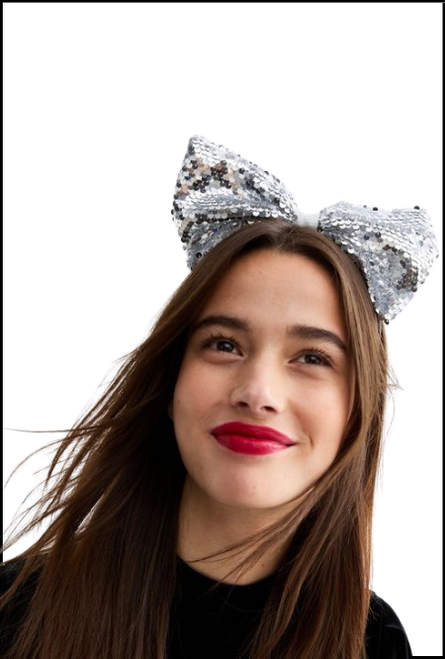 Sequin Bow Headband, for that 80s -90s Party or Alien party