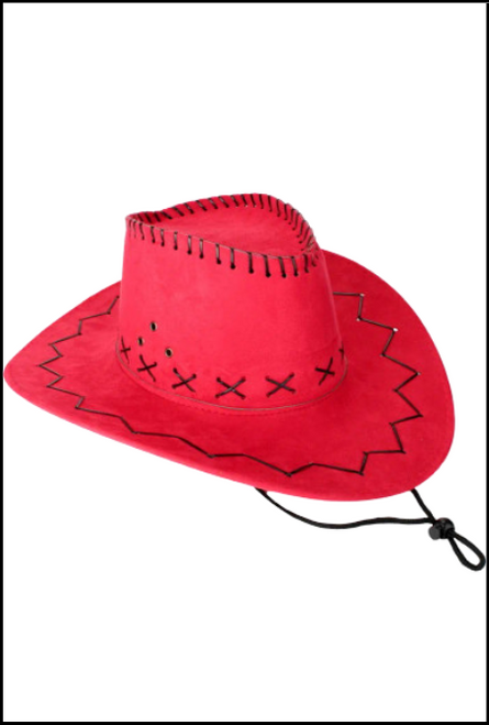 Red cowboy hat, felt style material, Dress western party, Shop online or instore at Singapore Charlie Cairns Australia.