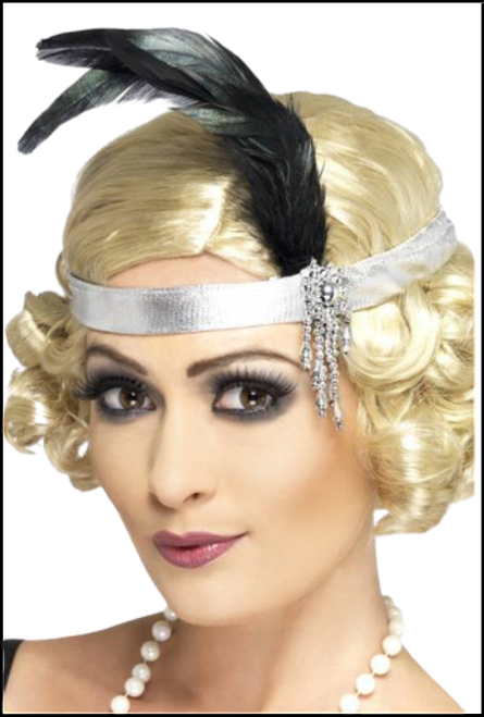 1920's Flapper Headband with Feather Head Accessory, 20's Flapper Costume Accessory, Women's Fancy Dress, Shop online or instore at Singapore Charlie Cairns Australia.