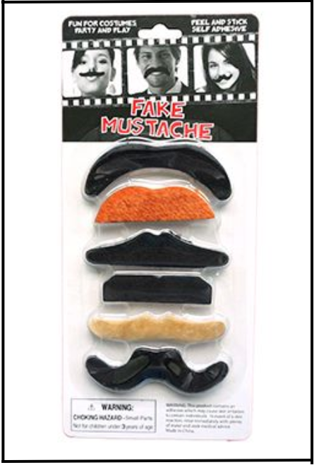 Moustache Set of 6 Pack 20's Gangster Stick On Accessory