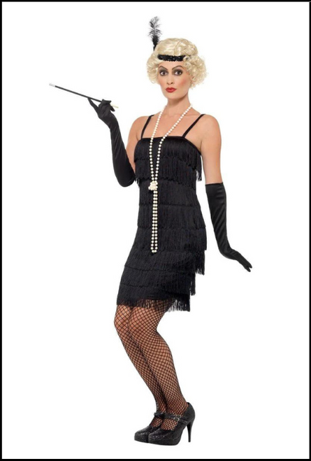 1920's Women's Black Flapper Dress for 20's Great Gatsby Themed Dress Up