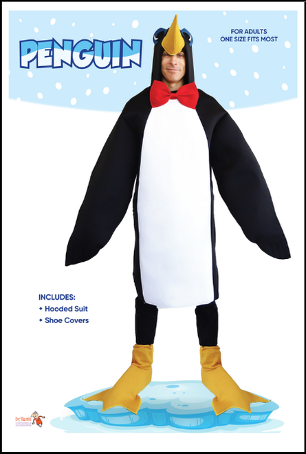 Adults Penguin Onesie Costume Animal party fancy dress With Bow tie