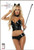 Get frisky in this Wild Kitty lingerie costume featuring a black, wet look bustier with a lace-up front, halter straps, a lace-up back, a matching choker, and a panty with a front, lace-up belt, studded detailing, and a cheeky cut back. 

Small/Medium
Riding crop NOT included.
Shop online or instore at Singapore Charlie Cairns Australia.
Front