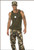 Now drop and give me 20, any slacking and I'll make it 30! This khaki camouflage fancy dress costume will be ideal for your next military themed party. The costume comes with a khaki green coloured tank top, a pair of camouflage green cargo pants and a matching green camo army cap with a front star logo on it (dog tags, bullet sash and boots not included). Shop online or instore at Singapore Charlie's Cairns Australia.