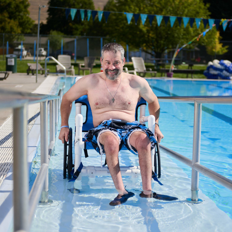 Aqua Creek Pool Access Wheelchair with Mesh Seat