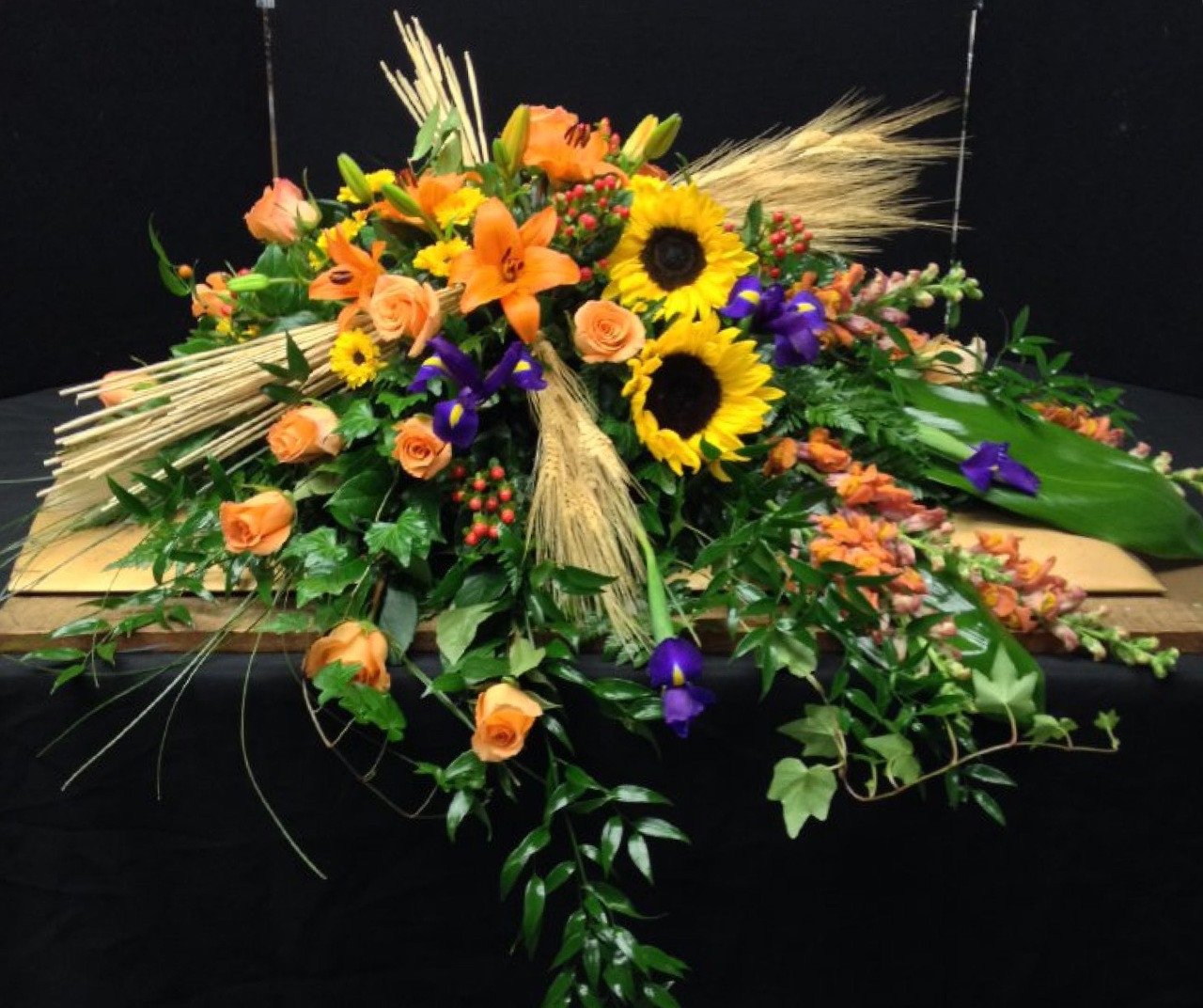 Autumn's Harvest 1/2 Couch Casket Spray Centerville Florists