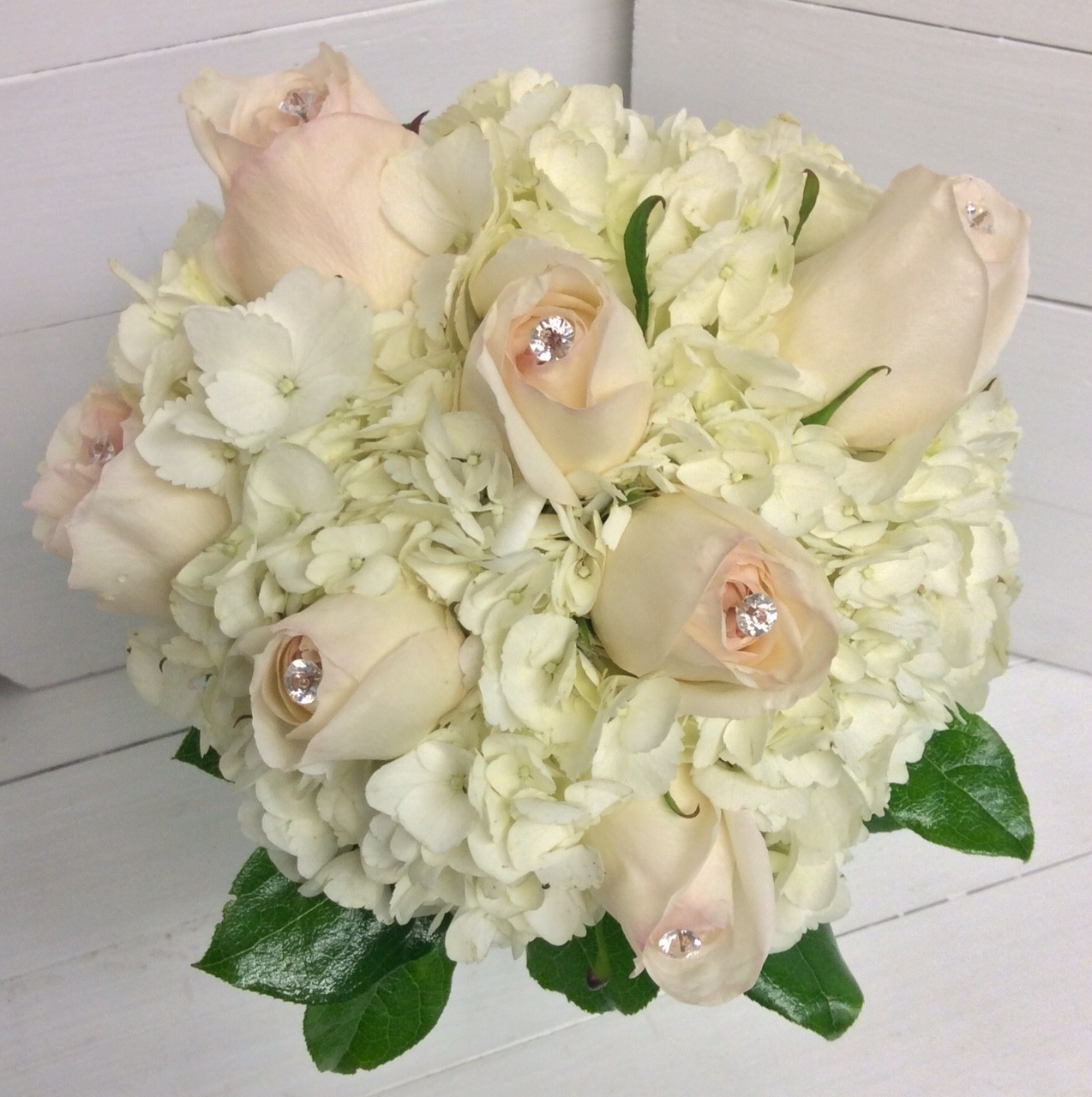 Hand-tied Bouquet with Hydrangea and Jeweled 