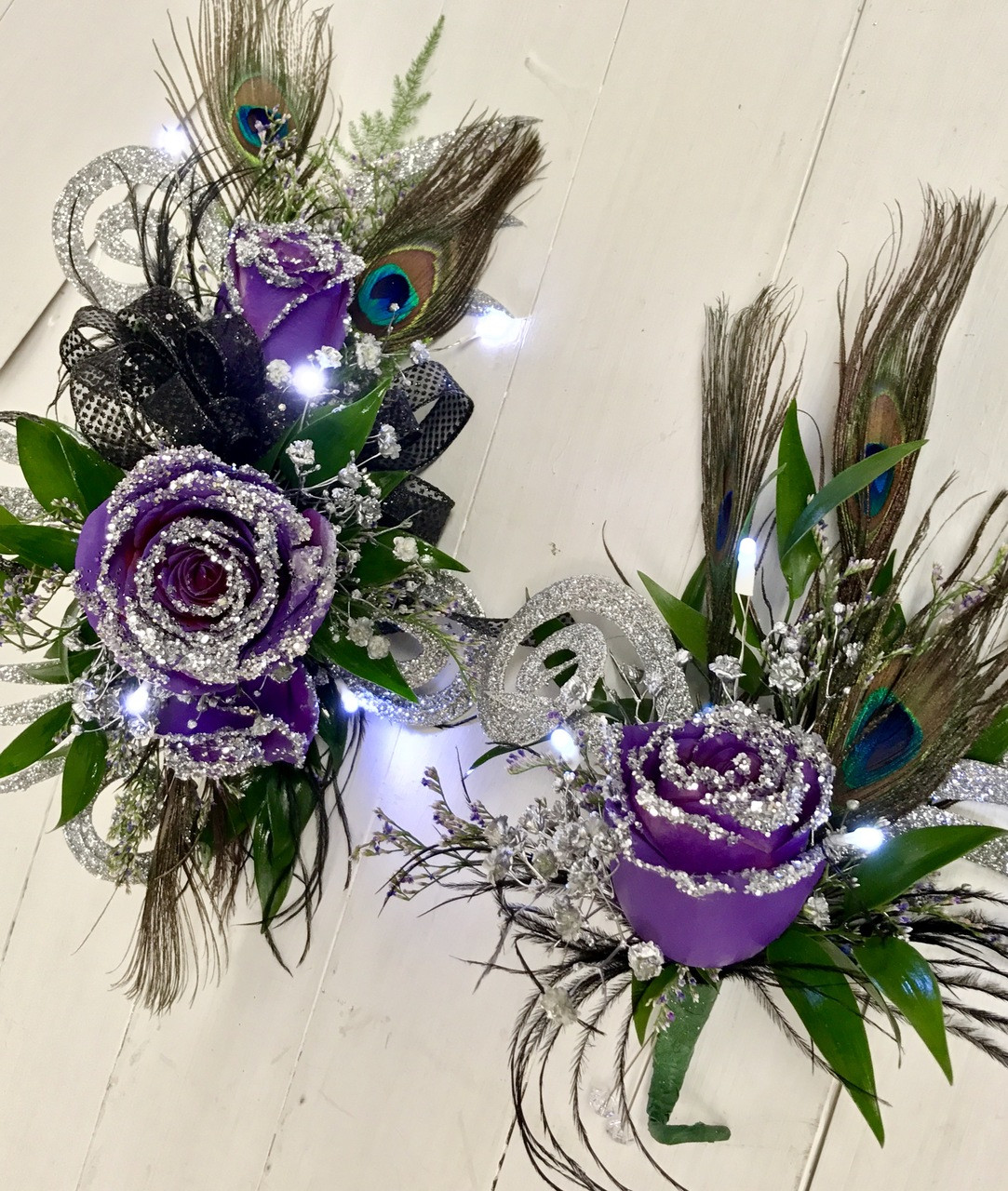 peacock corsage