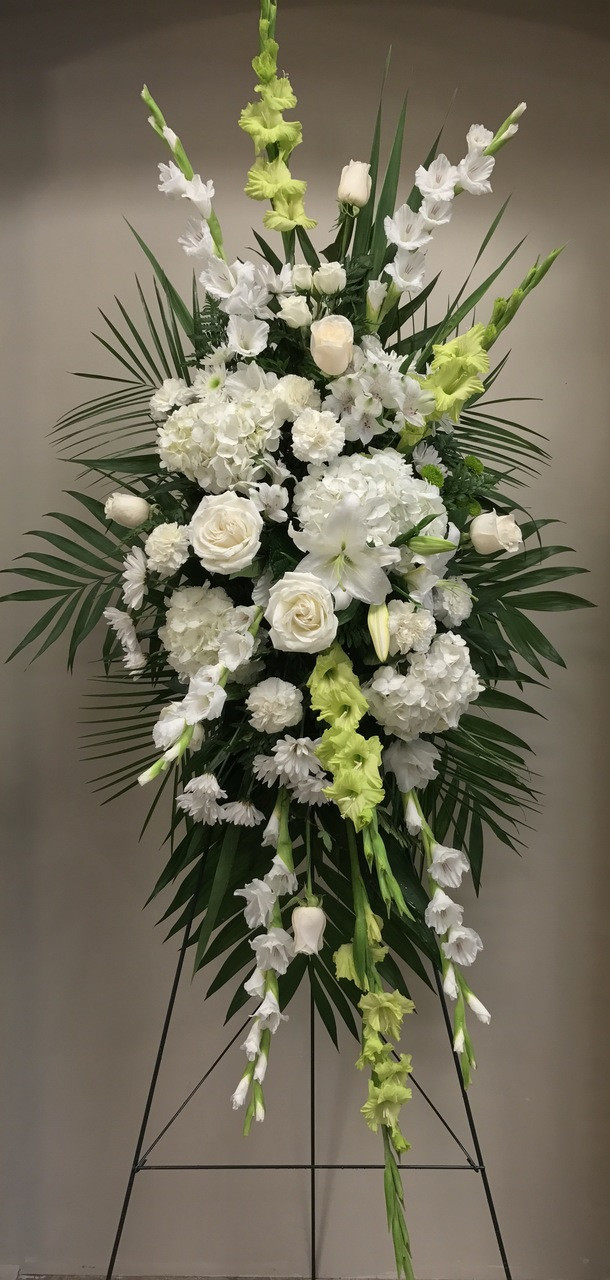 Stunning Standing Easel in Creamy whites and greens - Centerville Florists