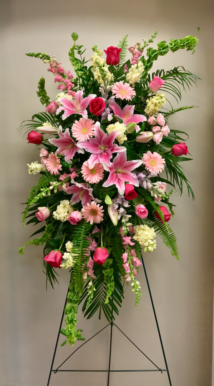 Lovely Pink Garden Standing Easel Spray - Centerville Florists