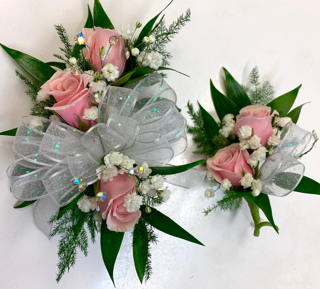 3 Sweetheart Wrist Corsage and 2 Sweetheart Boutonniere