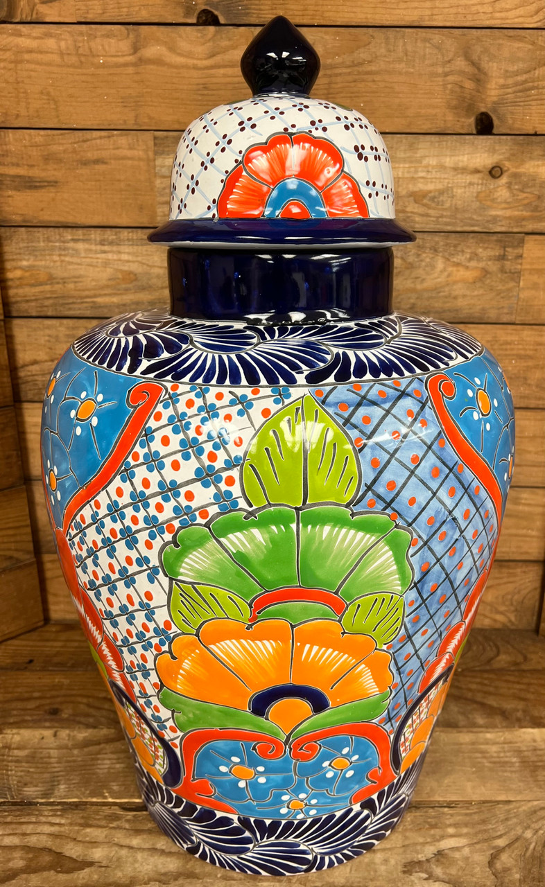 Talavera Mexican Pottery Large Ginger Jar with Lid - Centerville