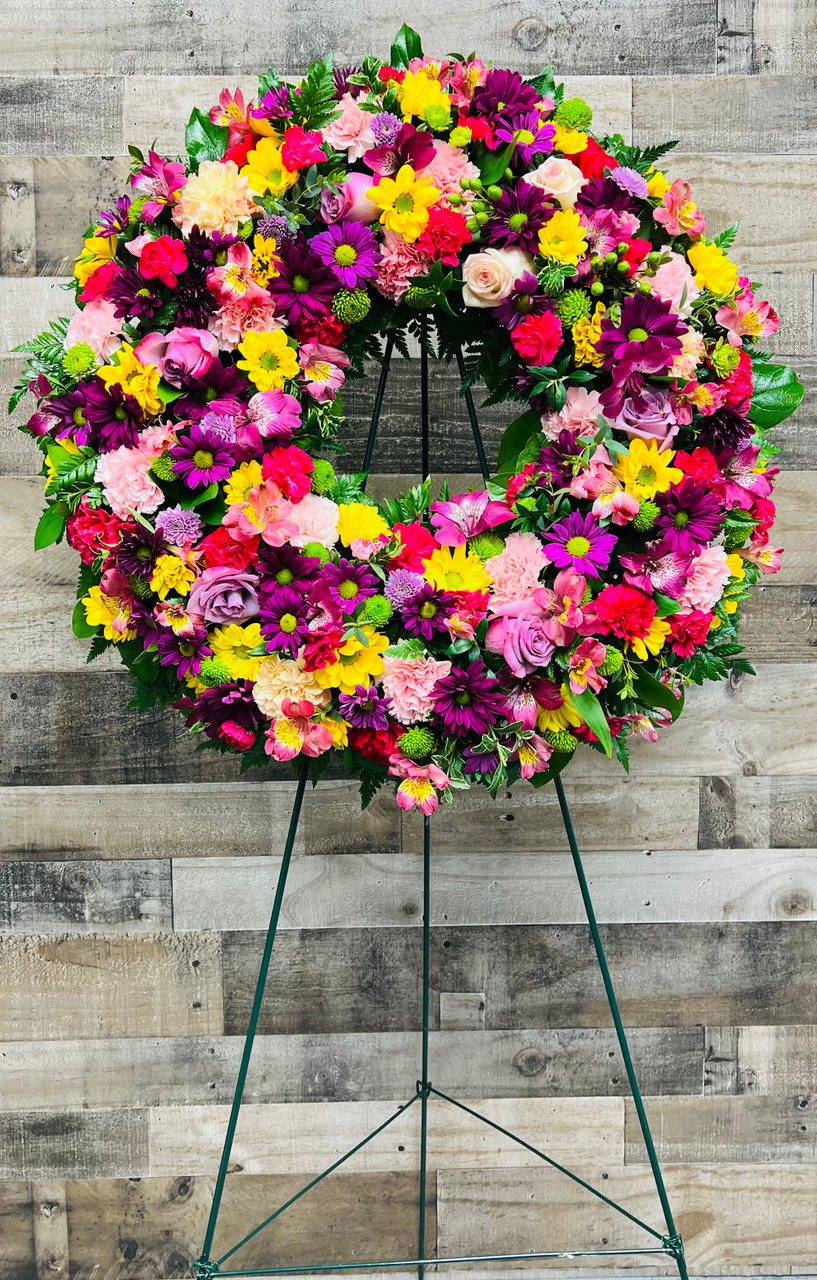 Vivid Wildflower Field Fresh Wreath - Centerville Florists