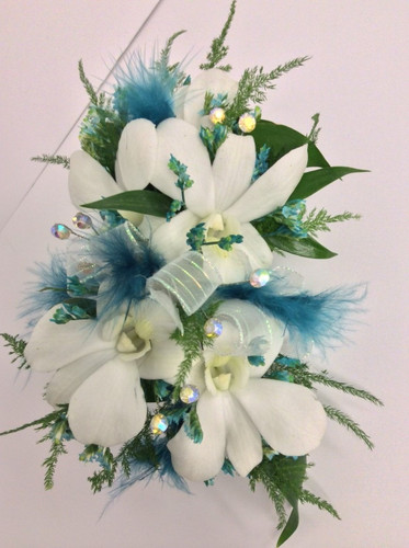 White Dendrobium Orchid Wrist Corsage