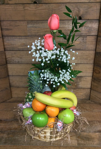 Fresh Fruit and Blooms Basket